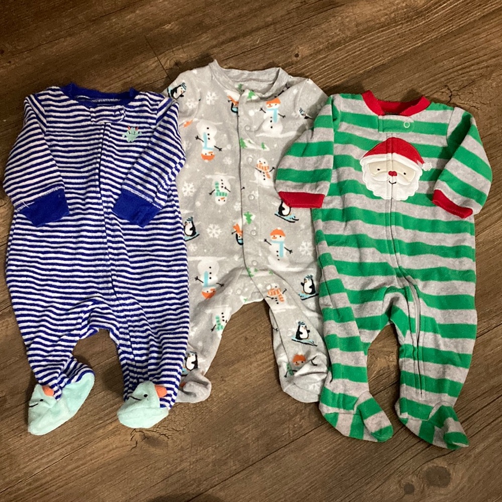 Carter’s footie pajamas bundle lot 3 months fleece and terry cloth